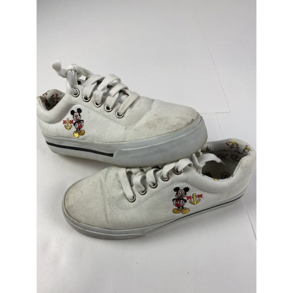 Vintage Disney Mickey Mouse 90s Chunky‎ White Tennis Shoes Embroidered Womens 8
